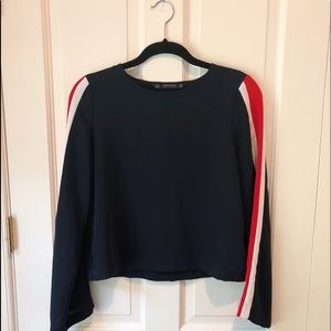 Zara red stripe long sleeve blouse